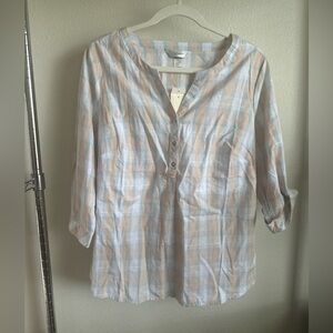 CJ Banks. Christopher & Banks Plaid Button-Up Women's Top.